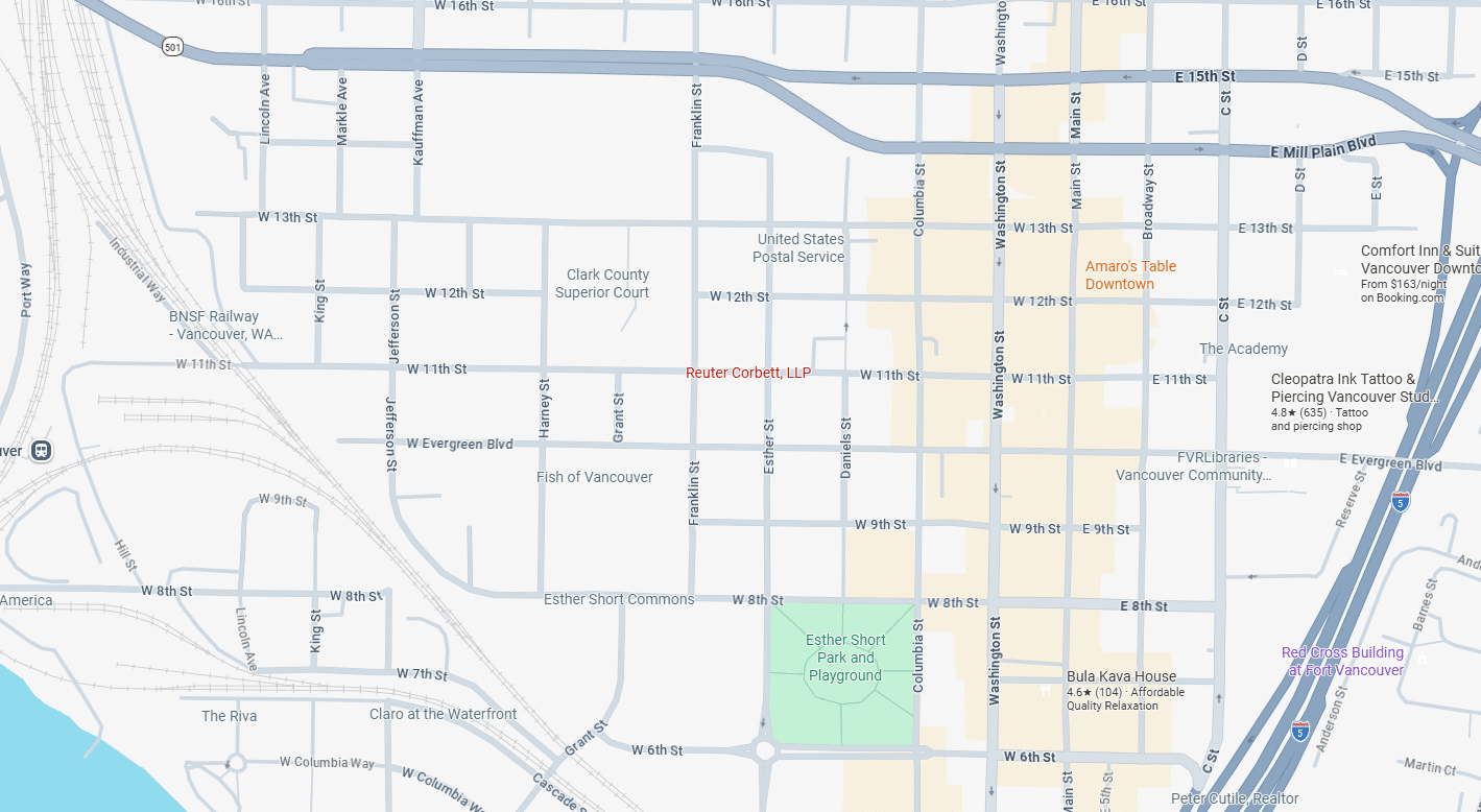 Map to Reuter Corbett LLP in Vancouver, Washington